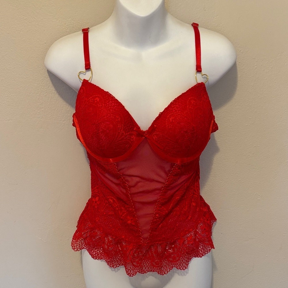 Elegant Red Lace Bustier